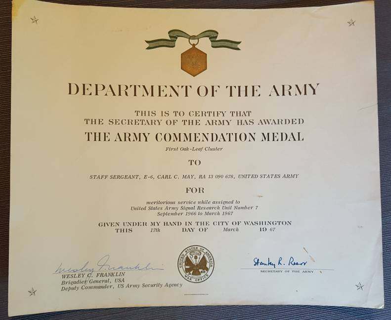 Army Meritorious Unit Commendation Certificate