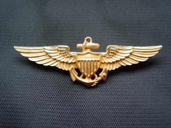 H-H Mess Dress Naval Aviator Wing in 10k - WING BADGES - U.S. Militaria ...