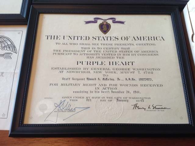 120th Infantry Regiment, 30th Infantry Division WWII KIA Purple Heart ...