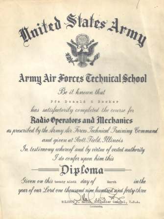 Army Air Force Technical School Diplomas - EPHEMERA, PHOTOGRAPHS ...