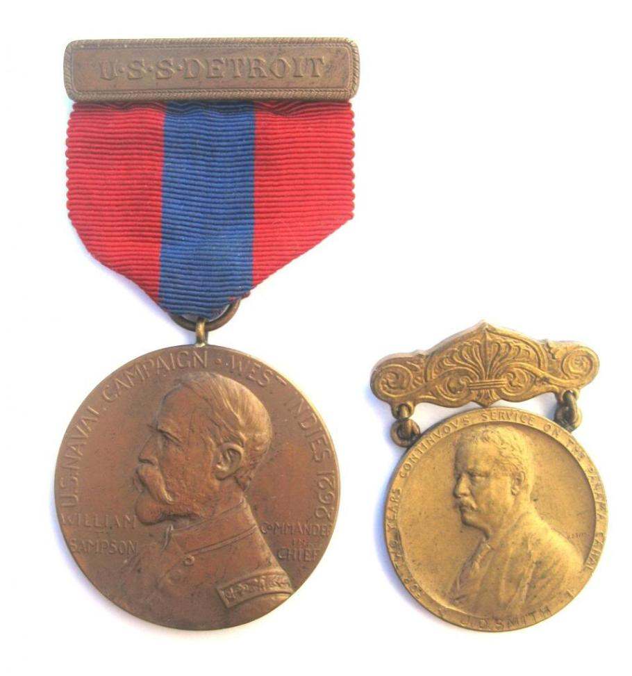 Roosevelt Medal (Panama Service Medal) and Sampson Medal (U.S.S ...