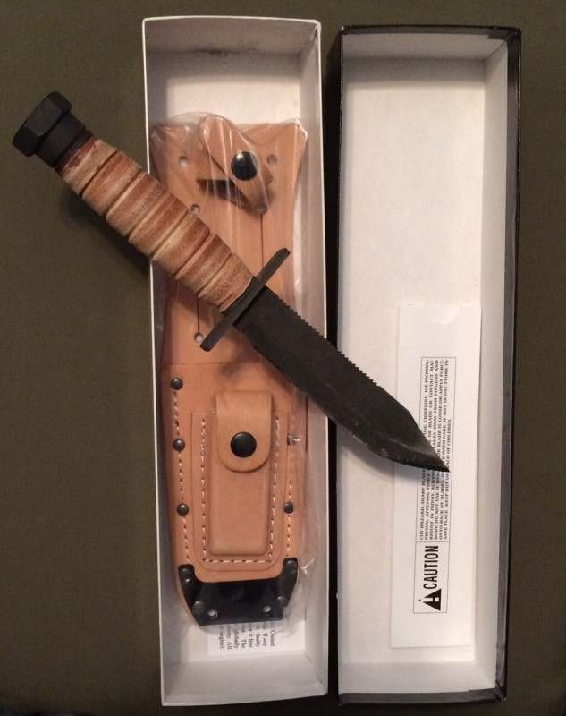 Ontario 499 Air Force Survival Knife w/ Leather Sheath (5 in. Black Plain)  6150