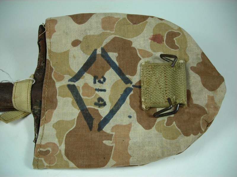 WW2 Camo Shelter Half, Unit Marked Rucksack, Unit Marked Raider Shovel ...