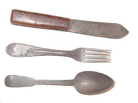 WWII U.S. GI Issue Style 3-Piece Field Utensil Silverware Set