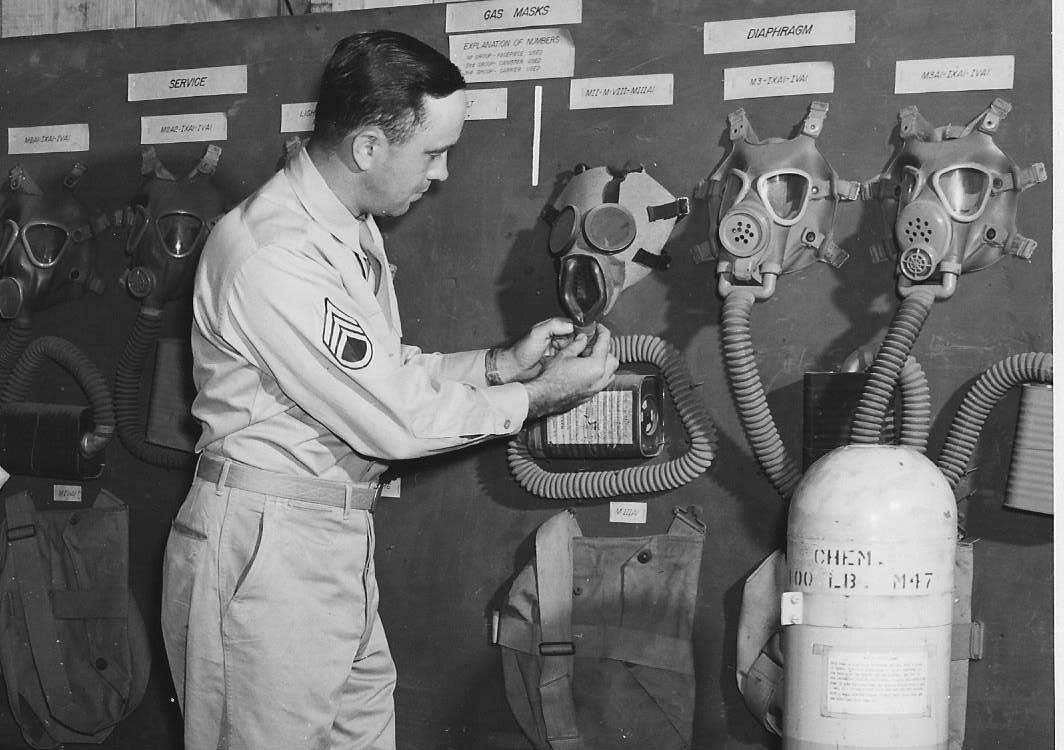 Army Chemical Warfare shop circa 1945 - FIELD & PERSONAL GEAR SECTION ...