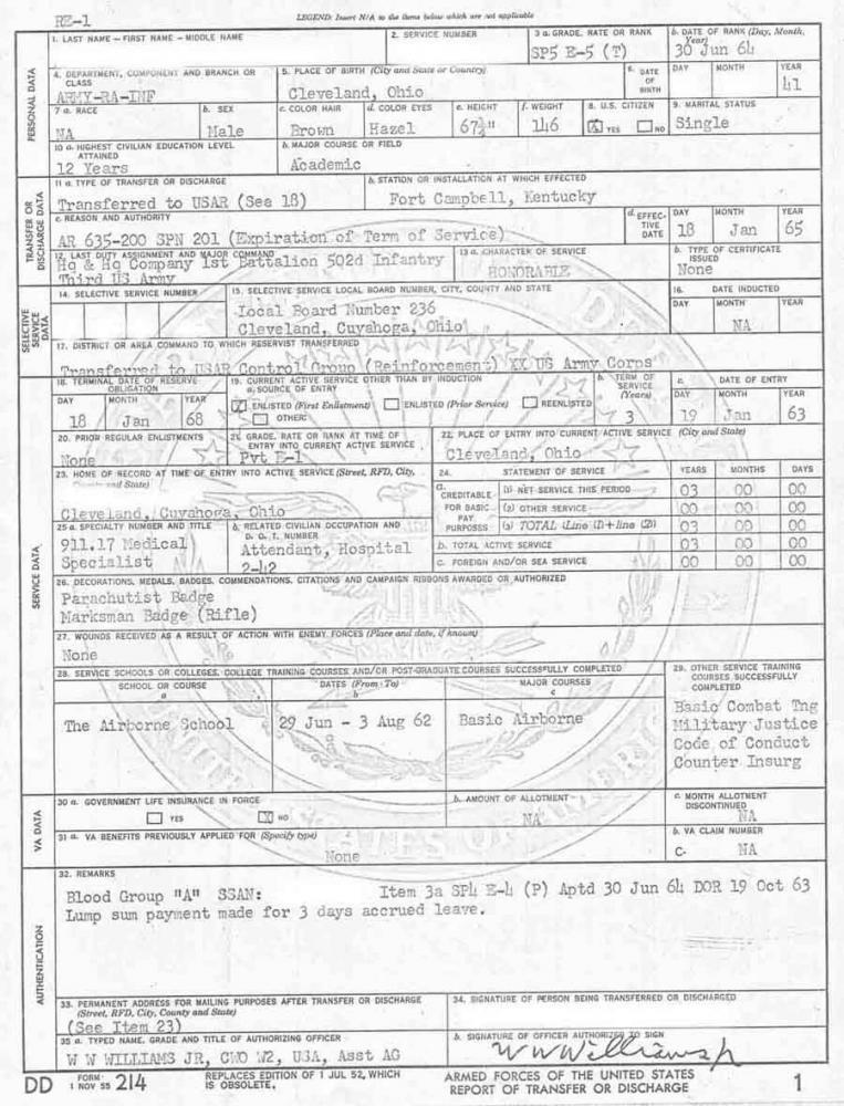 Army Dd 214 Example