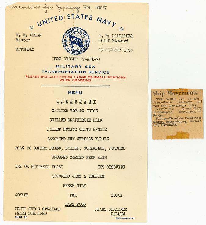 Usns Geiger T Ap 197 Navy Transport Ephemera Photographs And Military