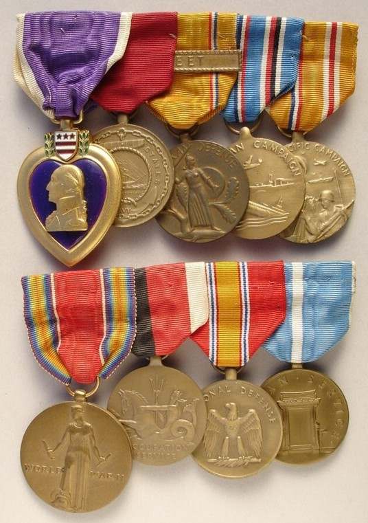 Pearl Harbor Purple Heart medal group - USS Oklahoma - MEDALS ...