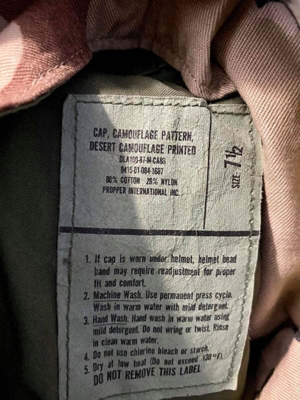 Chocolate Chip Cap Label - CAMOUFLAGE UNIFORMS - U.S. Militaria Forum