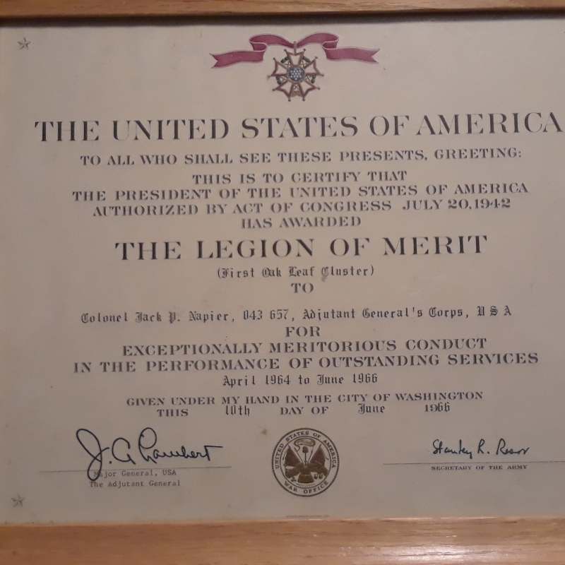 Legion of Merit certificate - MEDALS & DECORATIONS - U.S. Militaria Forum