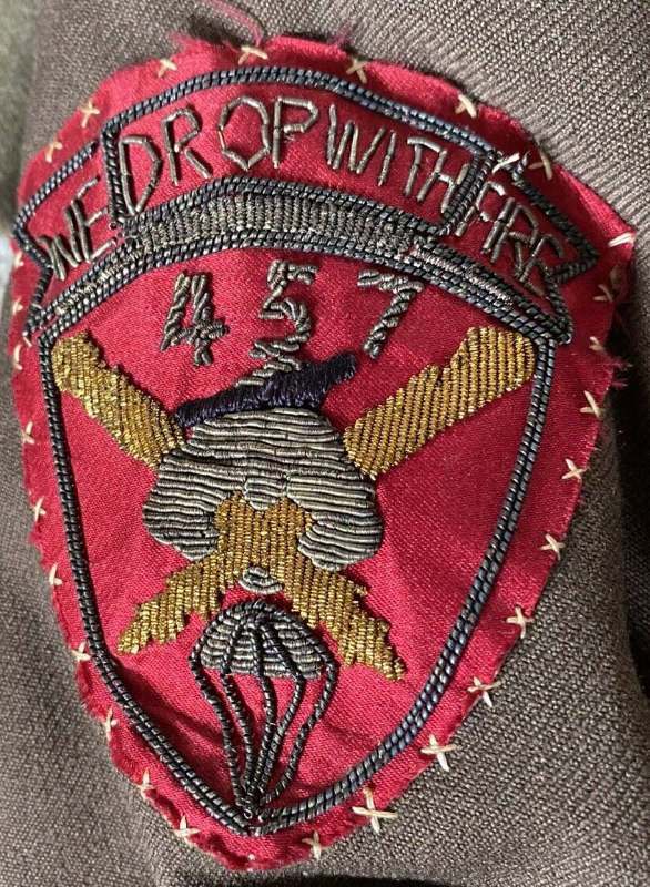 457th Parachute Field Artillery Battalion Patch on uniform (We Drop ...