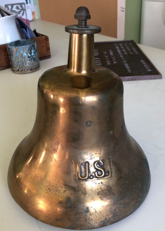 J.M. Loeffler Vintage US Navy Brass Foredeck Ships Bell w