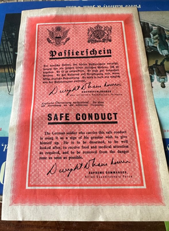 Safe Conduct Pass Ephemera Photographs And Military Artwork U S Militaria Forum