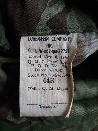 Unissued M1942 frogskin coveralls-huge size, cutter tags - CAMOUFLAGE ...