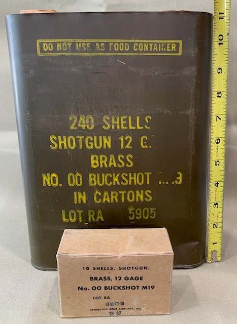 WWII M19 Brass Shotgun Shells 00-Buck - Boxes and Spam Can