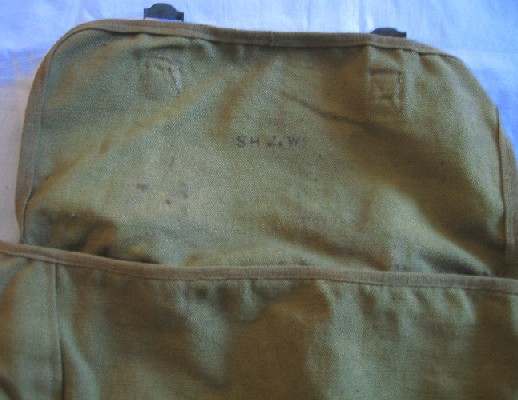 WWI US ARMY OFFICER NAMED MUSETTE CARRYING SHOULDER BAG WITH LEATHER BOTTOM