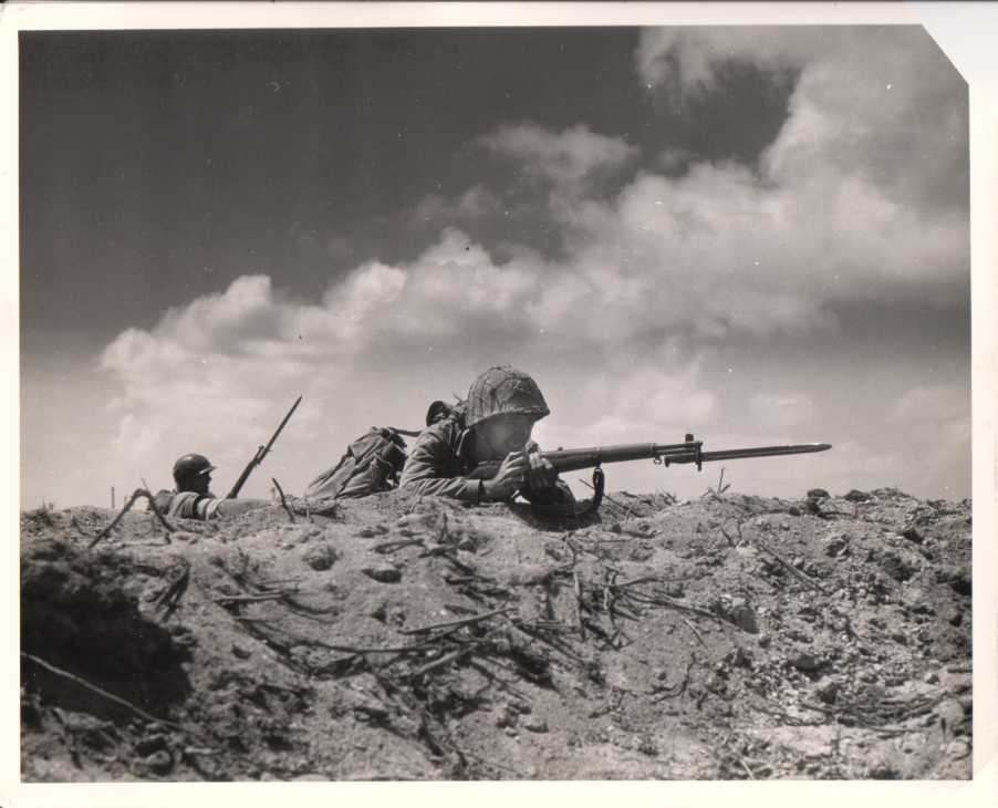 Marine wearing cargo net on helmet Marshall Islands - EPHEMERA ...